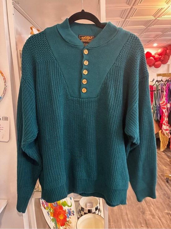 Eddie Bauer Other - Eddie Bauer vintage teal Knit Henley Sweater